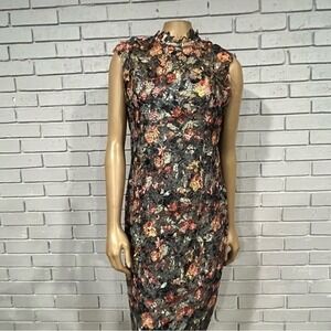 Paper Dolls London Tall Floral Lace High Neck Sheath Dress Multi Color | 10 Tall